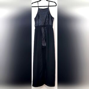 Y2K DAZZLING! Francesca's Black Sequin Shorts Romper w/Skirt overlay